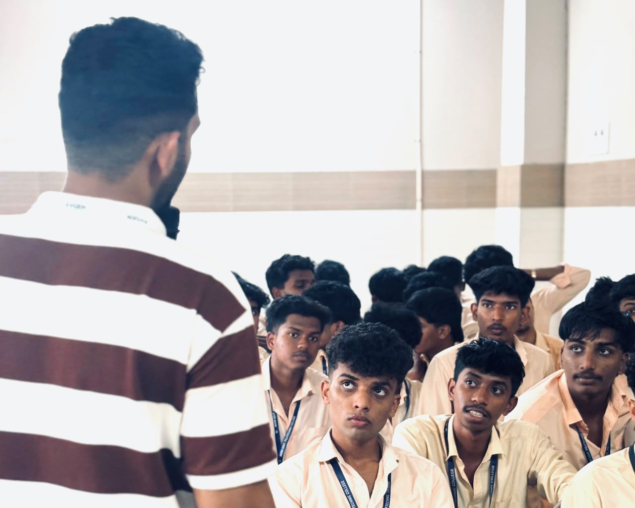Students listening to an EV FUTURO awareness session at a polytechnic college